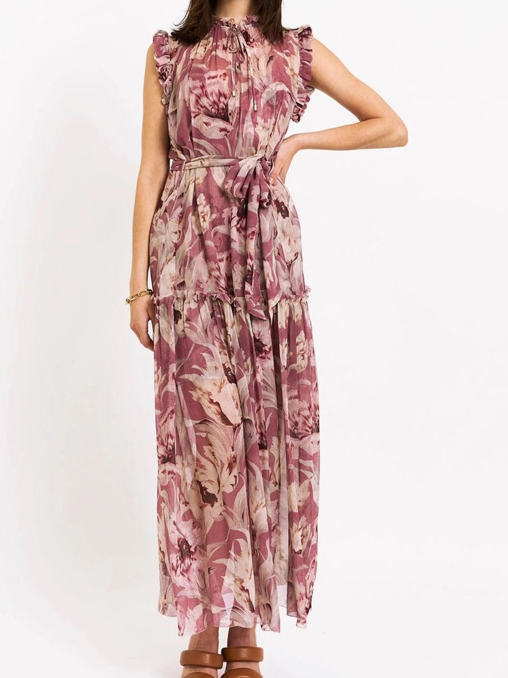 CHRISTY LYNN Willow Silk Maxi Dress in Calla Lily Pink, XS